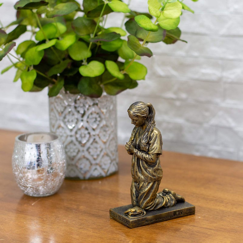Dicksons Help Me Heal Praying Nurse 5 inch Gold Resin Stone Table Top Figurine - Image 2